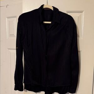 Navy Button Down Women's Blouse